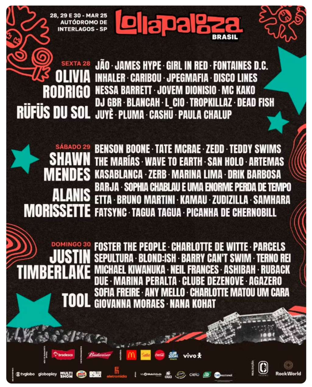 Line-up LollapaLooza 2025